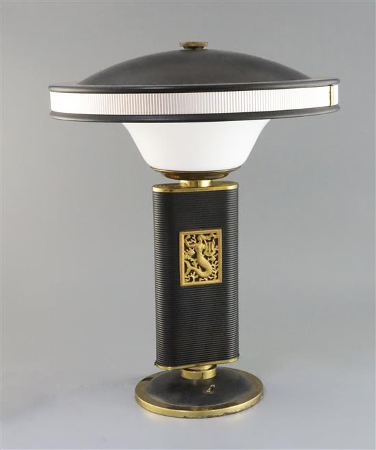 An Eileen Gray Sirene embossed metal and plastic desk lamp, height 17in.